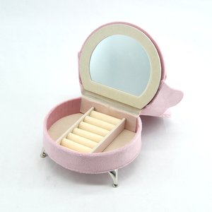 Sofa-Style Cute Velvet Rectangle Jewelry Box with Plain Pattern and Mirror for Valentine's Day <b>Ring</b> and Necklace <b>Storage</b> - Product Image 1