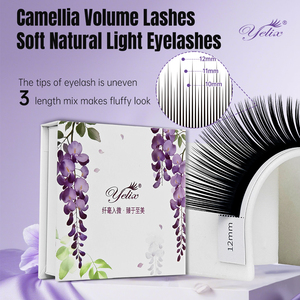 Yelix Camellia avec colle LJ LC, éventails de cils préfabriqués style chinois, extensions de cils 8-12mm, plateaux de cils - Product Image 1