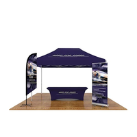 Tente de réception pliable portable en gros avec parois latérales imprimées, auvent en polyester imperméable et anti-UV pour salon professionnel