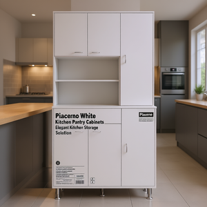 Piacemo Armadietti Bianchi per Dispensa, Soluzione di Stoccaggio Moderna in Materiale MDF - Product Image 2