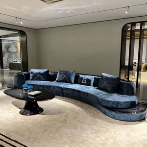 Ensemble de canapés en cuir italien de luxe en forme de L incurvé, grand, pour la maison, le bureau, la villa, l'hôtel, même style que les marques haut de gamme, salon - Product Image 4