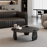 Minimalistischer Runder Couchtisch aus Mattglas mit Kreativem Gestell, Hochwertiger Kleiner Wohnungs-Couchtisch