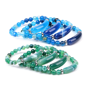 Kristal cilalı geometrik yuvarlak şekil basit Trendy moda seyahat anma doğal taş bilezik - Product Image 2