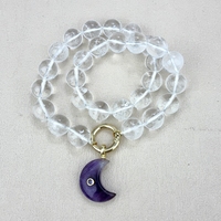 Colliers en perles de cristal blanc rondes en pierre naturelle au design simple, bijoux en cristal de quartz clair tendance pour femmes, fêtes d'anniversaire