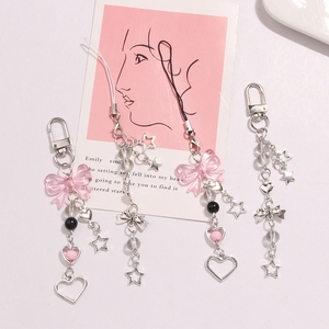 Porte-clés étoile coeur arc Kawaii Y2K porte-clés téléphone portable pendentif <span class=keywords><strong>à</strong></span> breloque <span class=keywords><strong>sac</strong></span> chaîne de téléphone accessoire mignon Girs femmes porte-clés <span class=keywords><strong>rose</strong></span> - Product Image 1