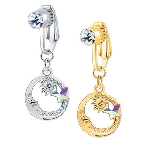 Cionchee acciaio chirurgico finto ombelico anello per le donne 14G luna stella sole con zirconio cubico anello ombelico corpo Piercing gioielli - Product Image 1