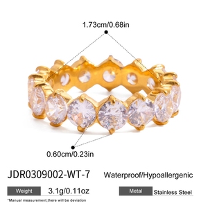 Anillo de Acero de Titanio con Circonita, Estilo Lujoso y de Alta Gama que No se Destiñe, Joyería Inoxidable Transfronteriza - Product Image 6