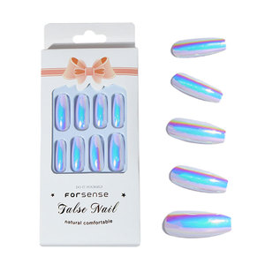 Logotipo personalizado holograma bailarina larga prensa en las <span class=keywords><strong>uñas</strong></span> impresionar cromo <span class=keywords><strong>uñas</strong></span> postizas conjunto metálico azul vacaciones palo en las puntas de las <span class=keywords><strong>uñas</strong></span> niñas - Product Image 6