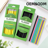 Crayons promotionnels en plastique HB avec gommes intégrées, écriture fluide, mine colorée, logo personnalisé, pour l'école et le bureau, vente en gros