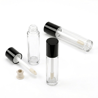 Tubes de brillant à lèvres en verre transparent à marque privée, avec bouchon à vis, emballage cylindrique OEM/ODM, surface personnalisable, impression sérigraphique, éponge