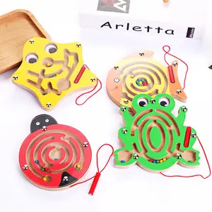 Holz Kinderspiel zeug Tier Magnet Ball Labyrinth Spiel Kinder Frühe Bildung Montessori Spielzeug