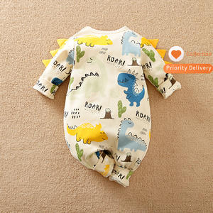 Ropa para Bebés Recién Nacidos, Mameluco de Manga Larga para Primavera y Otoño, 100% Algodón, con Estampado de Dinosaurios - Product Image 2