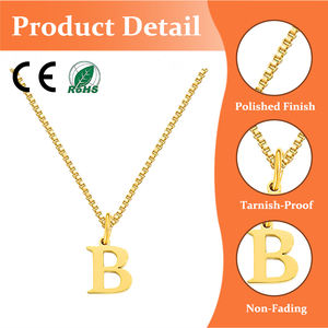 Nuevo Collar Minimalista con Colgante de Letra Personalizada, Acero Inoxidable, Plateado/Dorado, Resistente al Agua y a la Decoloración, Cadena de Eslabones, 26 Letras - Product Image 1