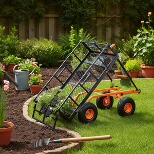 รถเข็นสวนแบบพับได้ D0100H530LX โครงเหล็ก รับน้ำหนักได้ 400 ปอนด์ 4 ล้อ แบบใช้มือ โครงเหล็กกล้า รถเข็นอเนกประสงค์ - Product Image 2