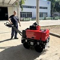 Compacteur routier vibrant à double tambour de 650 kg, rouge, personnalisé, haute puissance de compactage, compacteur hydraulique pour routes en asphalte