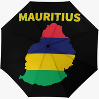 Parapluie entièrement automatique de haute qualité avec fonction d'isolation thermique contre le soleil intense de Maurice, imprimé du drapeau national au style créatif
