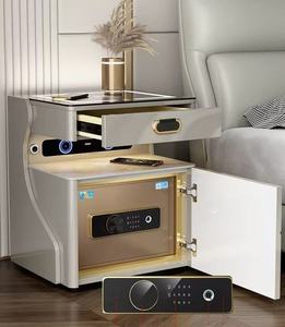 Smart Bed <strong>Side</strong> <strong>Storage</strong> <strong>Table</strong> Wireless Charging 3 Drawers Safe Fingerprint Lock Led Light Cabinet Bedroom Furniture Wholesale - Product Image 4