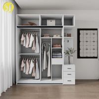 Armoire blanche minimaliste avec portes coulissantes, placard en bois pour chambre à coucher, rangement domestique