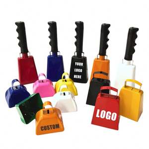 Benutzer definiertes Logo Eisenring Metall Handheld Noise Makers Cowbell Souvenirs Werbe <span class=keywords><strong>3</strong></span> "Kuhglocke mit Griff für Sport Event Geschenke - Product Image 1