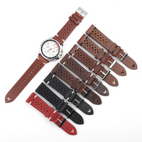 Bracelet de montre vintage en cuir véritable 18mm 20mm ciré à l'huile perforé à dégagement rapide bracelet de montre de veau bracelet de rallye avec logo personnalisé