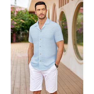 เสื้อเชิ้ตแขนสั้นพิมพ์ลายซีร์ซัคเกอร์สำหรับผู้ชาย สวมใส่สบาย ระบายอากาศได้ดี เหมาะสำหรับใส่เที่ยวชายหาดในฤดูร้อน - Product Image 2