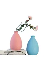 Küçük buzlu seramik çiçek vazolar dekoratif yemek masası masaüstü vazo dolgu sevimli renkli vazo Modern ev mutfak odası dekor