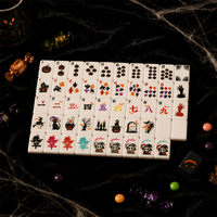 Jeu de Mahjong Américain en Acrylique Double Couche à Motif Citrouille d'Halloween, 32*22*12.5mm, 144 Tuiles, pour Fêtes et Loisirs