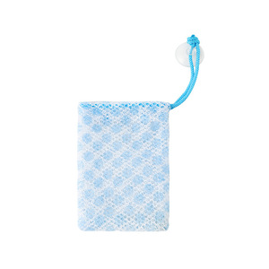 Sac en filet moussant pour savon et nettoyant pour le visage, maille en nylon de 12,5x9 cm avec ventouse, rose, bleu, blanc - Product Image 4
