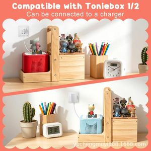 Wooden Figurine Storage Rack With Handles Magnetic <b>Speaker</b> Display Desktop Doll Organizer For Kids Toys Storage - Product Image 3