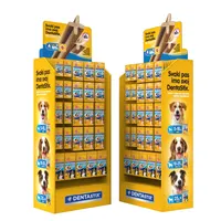 Supermarkt Recycle Kartonnen Voedsel Display Karton Petfood Display Stand Gegolfd Floor Hond Voedsel Paper Display Rack