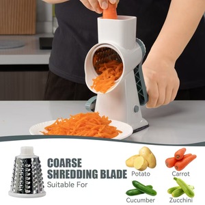 Manivela rotativa para rallador <span class=keywords><strong>de</strong></span> queso, trituradora <span class=keywords><strong>de</strong></span> cocina con mango y cuchillas <span class=keywords><strong>de</strong></span> tambor para queso, verduras, zanahoria, patata, 3 cuchillas - Product Image 3
