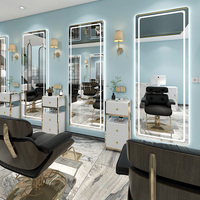Miroir de coiffeur moderne 2025, design mural, éclairage LED, aluminium, salon de coiffure, salon de beauté, maquillage