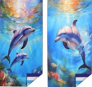 Serviette de plage en microfibre personnalisée, super absorbante, séchage rapide, douce, avec sac en filet, impression par sublimation, 250g et 400g - Product Image 1