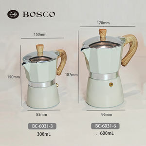 Cafetera Italiana Clásica de Aluminio <span class=keywords><strong>para</strong></span> Estufa, 3 Tazas (150 ml) y 6 Tazas (300 ml), con Asa de Tacto Suave - Product Image 2