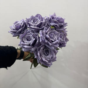 K 9 têtes tissu de soie brûlé Orange Rose Bouquet pour mariage maison fête décoration de noël Bouquet fleurs décoratives artificielles - Product Image 6