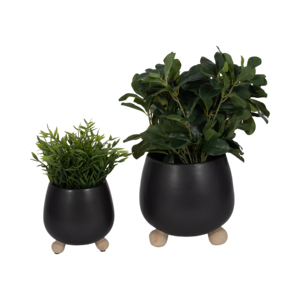 Vasi Moderni Rotondi in Gres con Piedini Rialzati per Piante da Interno ed Esterno Decorativi - Product Image 2