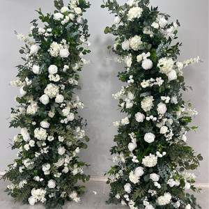 Décoration d'arche florale d'entrée de mariage série Monet Garden Purple, fleurs artificielles, chemin floral en forme de corne - Product Image 3