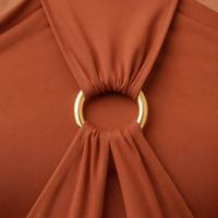 Neuer Hochwertiger Neckholder-Sport-BH für Damen, Atmungsaktives Yoga-Pilates-Lauf-Crop-Top, OEM Sexy Fitness-Workout-Bekleidung mit Goldring-Detail
