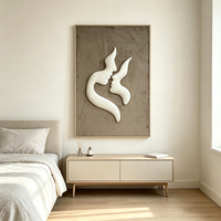 Art mural abstrait 3D luxueux de style décoratif moderne, fait main, avec cadre gris et base en MDF, idéal pour la décoration d'hôtels, de bureaux et de maisons.