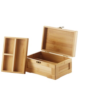 Boîte de rangement pour cigares en bois avec compartiments, rangement à double couche pour cigares et accessoires, rangement de bureau rectangulaire - Product Image 3