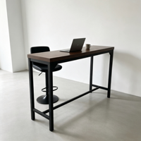 Table console industrielle haute pour bar, plateau en bois, structure métallique, table de bar longue et étroite pour la maison, la cuisine, le café