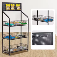 Étagères mobiles multi-niveaux en fil métallique pour supermarchés, magasins de snacks, présentoir à pain pour le stockage des chips