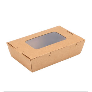 กล่องอาหารกระดาษคราฟท์สีน้ำตาลแบบใช้แล้วทิ้งพร้อมหน้าต่าง PVC ใสสำหรับใส่สลัด - Product Image 5
