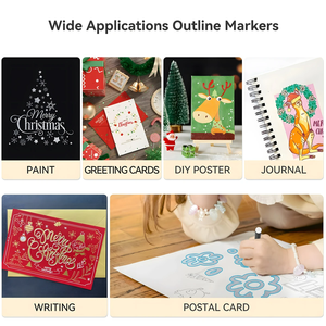 8 Colors Double Line <b>Outline</b> <b>Pens</b> Self-<b>Outline</b> <b>Metallic</b> Markers Glitter Writing Drawing <b>Pens</b> for Christmas Card Writing - Product Image 6