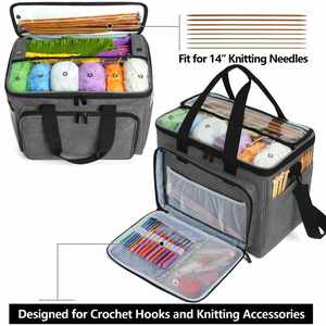Organisateur de rangement pour fils anti-emmêlement avec 6 œillets, sac de rangement pour tricot et fournitures artisanales, grand format pour projets inachevés - Product Image 4