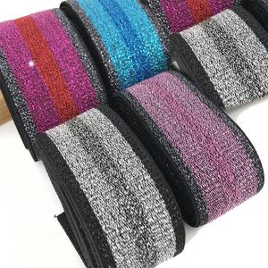 Noir Doré Jupe Courte Sangle Élastique De Matériaux De Ruban de Lurex Élastique Bande Bandes 5 cm et 3 cm de Large - Product Image 1