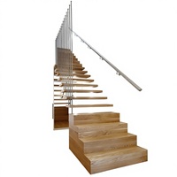 Escalier suspendu en acier et bois sur mesure pour villa duplex, loft, maison à plafond haut, intégré, assemblé, fini, avec 2 garde-corps