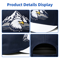 Outdoor Adventure marineblauwe snapback pet met 3D geborduurde adelaar berg grafische witte platte klep pet voor wandelen en kamperen