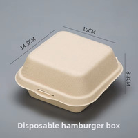 Boîtes à hamburger jetables en pulpe de canne à sucre, emballages pour desserts, gâteaux, tiramisu, boîtes à lunch, emballages alimentaires biodégradables, vente en gros