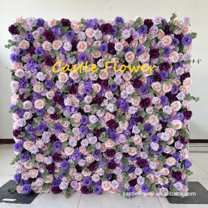 O-W011 Mur de fleurs en tissu enroulable 8ft x 8ft pour événements, décoration de mariage, mur de fleurs artificielles, mur de roses en soie, décoration florale - Product Image 6